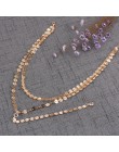 Sexy wielowarstwowe cekiny kryształ Rhinestone Tassel łańcuszek z wisiorkiem naszyjnik Choker kołnierz kobiety biżuteria 235641