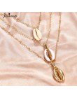 Jisensp Boho muszla wisiorek naszyjnik naturalne powłoki złota Cowrie Choker naszyjniki Tassel łańcuch warstwowy naszyjnik Colla