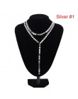 Sexy wielowarstwowe cekiny kryształ Rhinestone Tassel łańcuszek z wisiorkiem naszyjnik Choker kołnierz kobiety biżuteria 235641