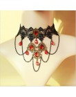 Ślub choker naszyjniki Cristal gruczołu De tatuaż Choker Collier Noir Dentelle Choker Collier w stylu Vintage Femmes Bijoux De M