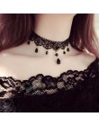 Ślub choker naszyjniki Cristal gruczołu De tatuaż Choker Collier Noir Dentelle Choker Collier w stylu Vintage Femmes Bijoux De M