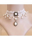 Ślub choker naszyjniki Cristal gruczołu De tatuaż Choker Collier Noir Dentelle Choker Collier w stylu Vintage Femmes Bijoux De M