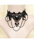 Ślub choker naszyjniki Cristal gruczołu De tatuaż Choker Collier Noir Dentelle Choker Collier w stylu Vintage Femmes Bijoux De M