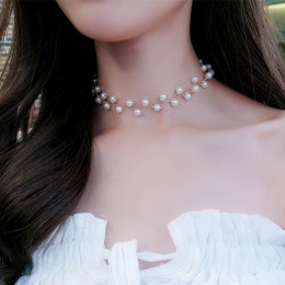2018 Trendy elegancja oświadczenie naszyjnik z amuletem symulowane Pearl koraliki Choker naszyjnik dla kobiet Kolye Collier Femm