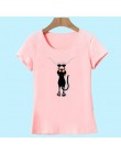 2017 moda kawaii T koszula kobiety lato bluzki na co dzień bawełna 3D kot drukuj i z krótkim rękawem, dekolt w kształcie litery 