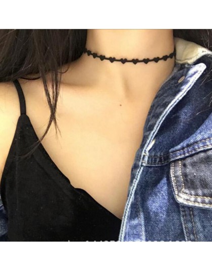 Serce Chokers moda Gothic Hollow czarne zamszowe koktajl fałszywy kołnierz chokers naszyjniki dla kobiet Bijoux 2018 Chokers