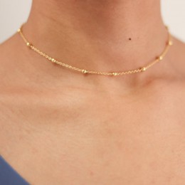 Moda minimalistyczny srebrne i złote koraliki Choker naszyjnik dla kobiet dziewczyna Chokers biżuteria colar collares