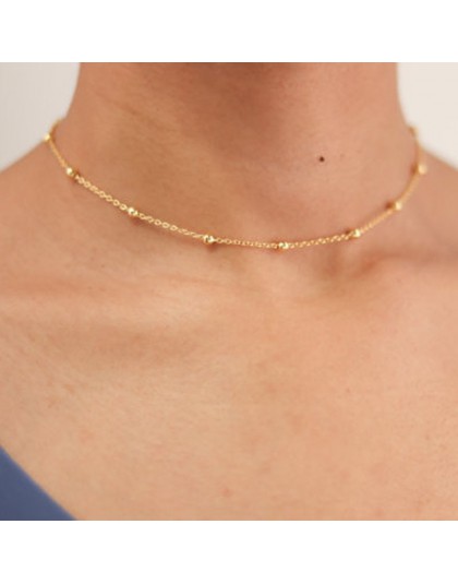 Moda minimalistyczny srebrne i złote koraliki Choker naszyjnik dla kobiet dziewczyna Chokers biżuteria colar collares