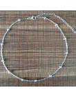 Moda minimalistyczny srebrne i złote koraliki Choker naszyjnik dla kobiet dziewczyna Chokers biżuteria colar collares