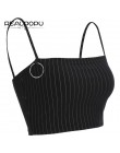 Realpopu na co dzień w paski Camisole Femme Slash Neck panie Streetwear Crop Top elegancki pierścień pasy Bodycon czarny Skinny 