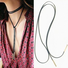 X18 biżuteria czarny skórzany naszyjnik Choker długi Tassel złoty kolor wisiorek naszyjnik dla kobiet w stylu Punk sprzedaż hurt