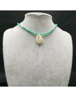 Modny Bohemia natura kamień powłoki wisiorek – biżuteria zroszony łańcuch muszla Choker Sexy prosty naszyjnik dla kobiet