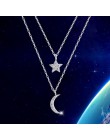 925 sterling silver długi gwiazda księżyc choker naszyjniki wisiorek moda srebro biżuteria oświadczenie naszyjnik dla kobiet Kol