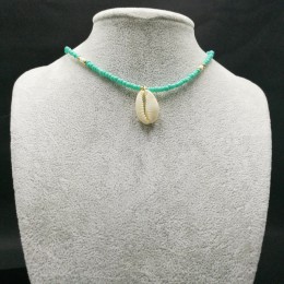 Modny Bohemia natura kamień powłoki wisiorek – biżuteria zroszony łańcuch muszla Choker Sexy prosty naszyjnik dla kobiet