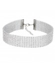 Luksusowy kryształowy naszyjnik biżuteria damska z cyrkoniami choker na szyję damski młodzieżowy modny srebrny