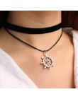 Proste geometryczne podwójne warstwy Chokers naszyjniki Punk Hollow czarny skórzany zamszowy kołnierz naszyjnik choker Collier f