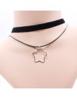 Proste geometryczne podwójne warstwy Chokers naszyjniki Punk Hollow czarny skórzany zamszowy kołnierz naszyjnik choker Collier f