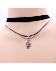 Proste geometryczne podwójne warstwy Chokers naszyjniki Punk Hollow czarny skórzany zamszowy kołnierz naszyjnik choker Collier f