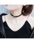 Proste w stylu Vintage list kształt Choker naszyjnik koreański styl Hollow czarna lina aksamitna kołnierz skórzany Collier Femme