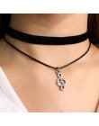 Proste geometryczne podwójne warstwy Chokers naszyjniki Punk Hollow czarny skórzany zamszowy kołnierz naszyjnik choker Collier f