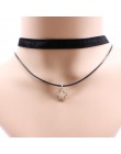 Proste geometryczne podwójne warstwy Chokers naszyjniki Punk Hollow czarny skórzany zamszowy kołnierz naszyjnik choker Collier f