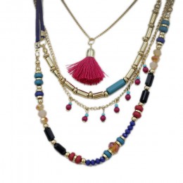 Czeski wielu kolor warstwy naszyjniki kolorowe koraliki Tassel Maxi długa etniczne łańcuch biżuteria oświadczenie naszyjnik dla 