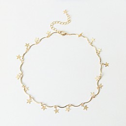 Nowy delicje Gold kolor łańcuch Tiny gwiazda Choker naszyjnik dla kobiet Bijou naszyjniki wisiorki proste Boho warstwy Chokers C