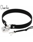 Chandler serce blokada aksamit choker ze sztucznej skóry naszyjnik Gothic Punk Harajuku Collier z klucz biżuteria moda kobiety m