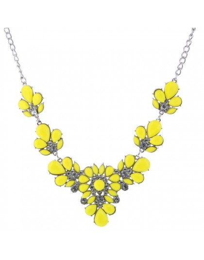 ZOSHI kolorowe Rhinestone kwiat naszyjniki modny kryształ damski biżuteria urok srebrny choker łańcuszek duża efektowna kolia na