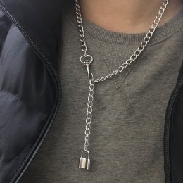 2019 Punk Rock mężczyźni kobiety ze stali nierdzewnej blokada wisiorek Choker Unisex gotycki naszyjnik