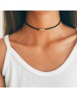 X21 moda Chokers naszyjniki dla kobiet czarny aksamit złoty kolor turecki gotyckie minimalistyczny koraliki naszyjnik biżuteria