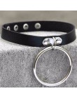 2017 kobiety mężczyźni biżuteria Trendy Punk Rock Sexy Harajuku duże metalowe okrągły wisiorek skórzana obroża Choker naszyjnik 