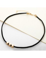 X21 moda Chokers naszyjniki dla kobiet czarny aksamit złoty kolor turecki gotyckie minimalistyczny koraliki naszyjnik biżuteria