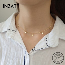 INZATT prawdziwe 925 Sterling Silver minimalistyczny geometryczne jasne dysk Choker naszyjnik dla kobiet mody Trendy biżuteria c