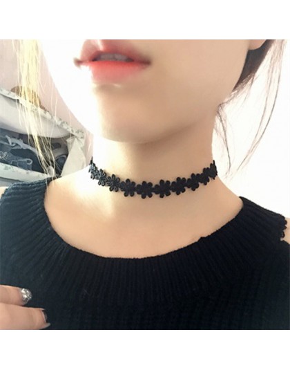 Nowy Gothic Punk Harajuku czarny aksamitny zamsz koronki kryształ trójkąt koło Choker naszyjnik dla kobiet biżuteria wielowarstw