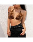 HEYounGIRL Leopard Print Tank Tops koszulki Sexy Halter Crop Top kobiety bez rękawów przycięte Top Backless Streetwear Crop Top 