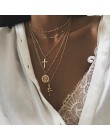 IPARAM moda wielu warstw krzyż naszyjniki dla kobiet urok złoty kolor Chokers naszyjnik Boho Collares kobiet Party biżuteria