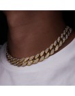 Karopel Iced Out Bling Rhinestone złoty wykończenie Miami kubańska Link naszyjnik łańcuch mężczyźni Hip hop naszyjnik biżuteria 