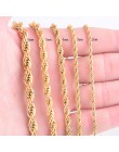 Wysokiej jakości złota poszycia liny łańcuch naszyjnik ze stali nierdzewnej dla kobiet mężczyzn złota moda Rope Chain biżuteria 