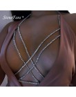 Modna seksowna elegancka uprząż damska srebrne złote łańcuszki zdobione cyrkoniami ozdobne paski na biustonosz