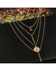 RscvonM nowy w stylu Vintage Boho wielowarstwowy naszyjnik dla kobiet złota gwiazda rogi metalowy naszyjnik Tribal srebrny naszy