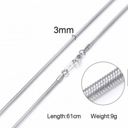 Vnox 3-6 MM srebrny Tone wąż kokon Curb Link płaskie pudełko pszenicy łańcuchy naszyjnik ze stali nierdzewnej mężczyzn Choker bi