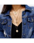 Wielowarstwowe rzeźbione monety Choker naszyjnik Boho Vintage stop koraliki anioł słońce kwiat wisiorek długi naszyjnik