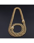 13mm Miami kubański Link Chain złoty srebrny naszyjnik bransoletka Iced Out kryształ Rhinestone Bling Hip hop dla mężczyzn biżut