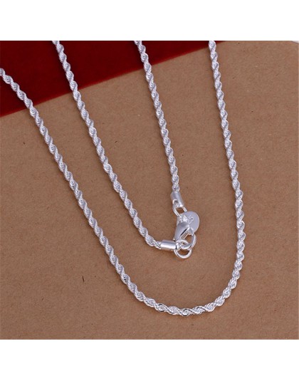 Gorąca sprzedaż detaliczna hurtownie Super błyszczący srebrny naszyjnik kobiety mężczyzna naszyjnik 2mm 16-24 cal Twist Rope Cha