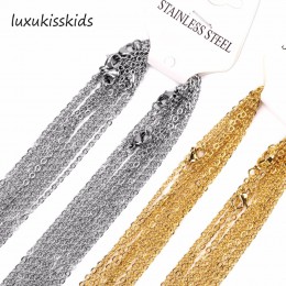 LUXUKISSKIDS promocja 10 sztuk/partia łańcucha, 2mm złoty/srebrny ogniwo ze stali nierdzewnej łańcuchy naszyjniki biżuteria kuba