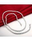 Super Shinning 925 biżuteria poszycia srebrny naszyjnik moda 2mm/3mm/4mm 16-24 cal kobiet/mężczyzna połysk skręcona lina łańcuch
