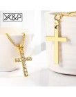 X & P kryształ krzyż długie złote łańcuchy naszyjniki dla kobiet mężczyzn 2019 moda Christian ogniwo ze stali nierdzewnej naszyj