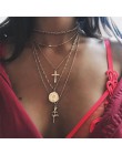 IPARAM moda wielu warstw krzyż naszyjniki dla kobiet urok złoty kolor Chokers naszyjnik Boho Collares kobiet Party biżuteria