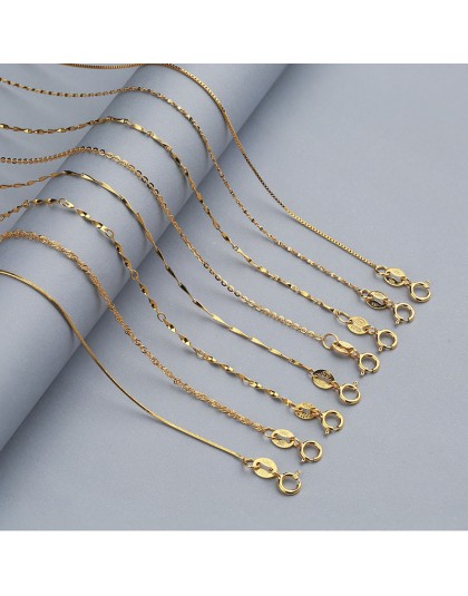 Martick 100% 925 Sterling Silver łańcuch fal wody dla kobiety 40 cm/45 cm 0.7/0.8mm łańcuszki na szyję Gold/różowe złoto kolor G